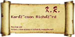 Karácson Richárd névjegykártya